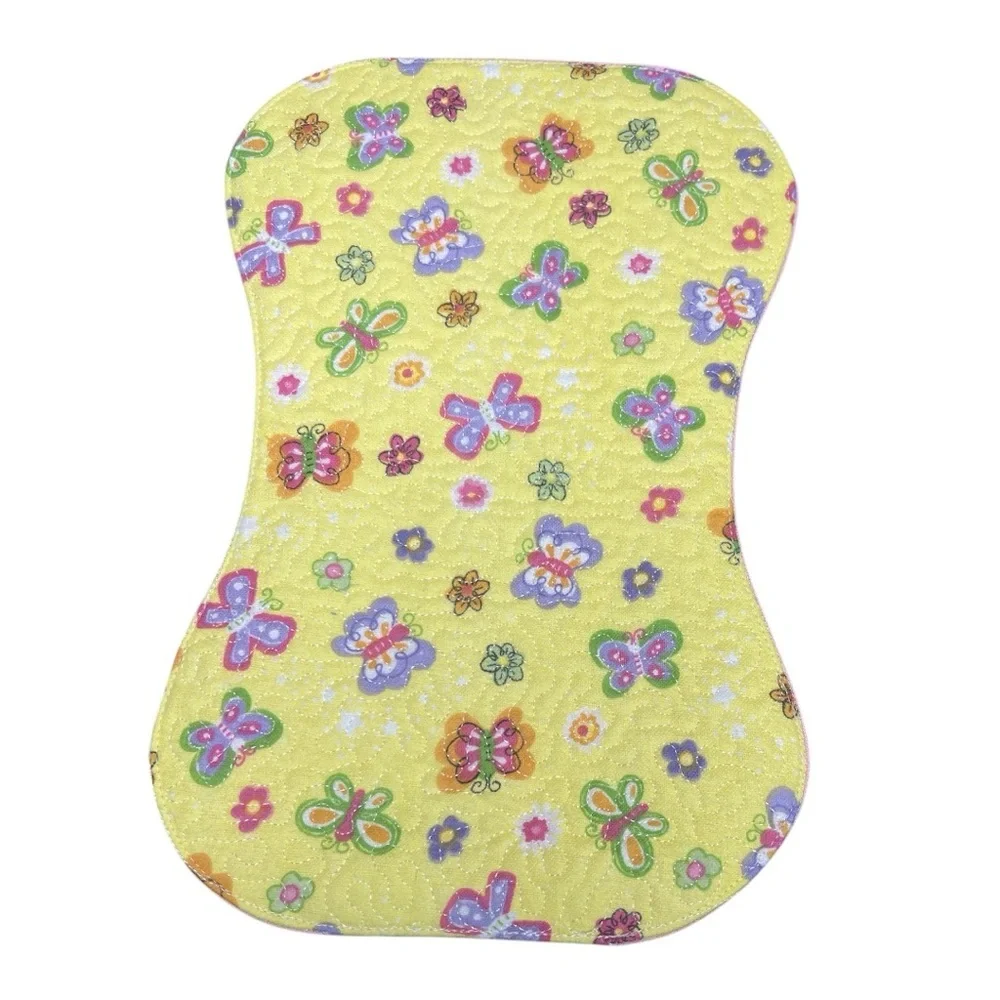 Hand Crafted Flannel Burp Cloth Contoured Padded Fabric Quilted Reversible
